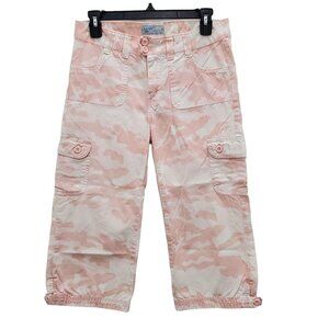 Old Navy Girl's Vintage Y2K Pink White Camo Print Cotton Cargo Pants Size 16